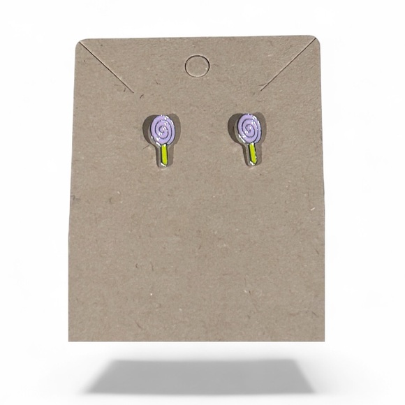 Jewelry - Adorable purple swirl silver colored lollipop stud earrings
New